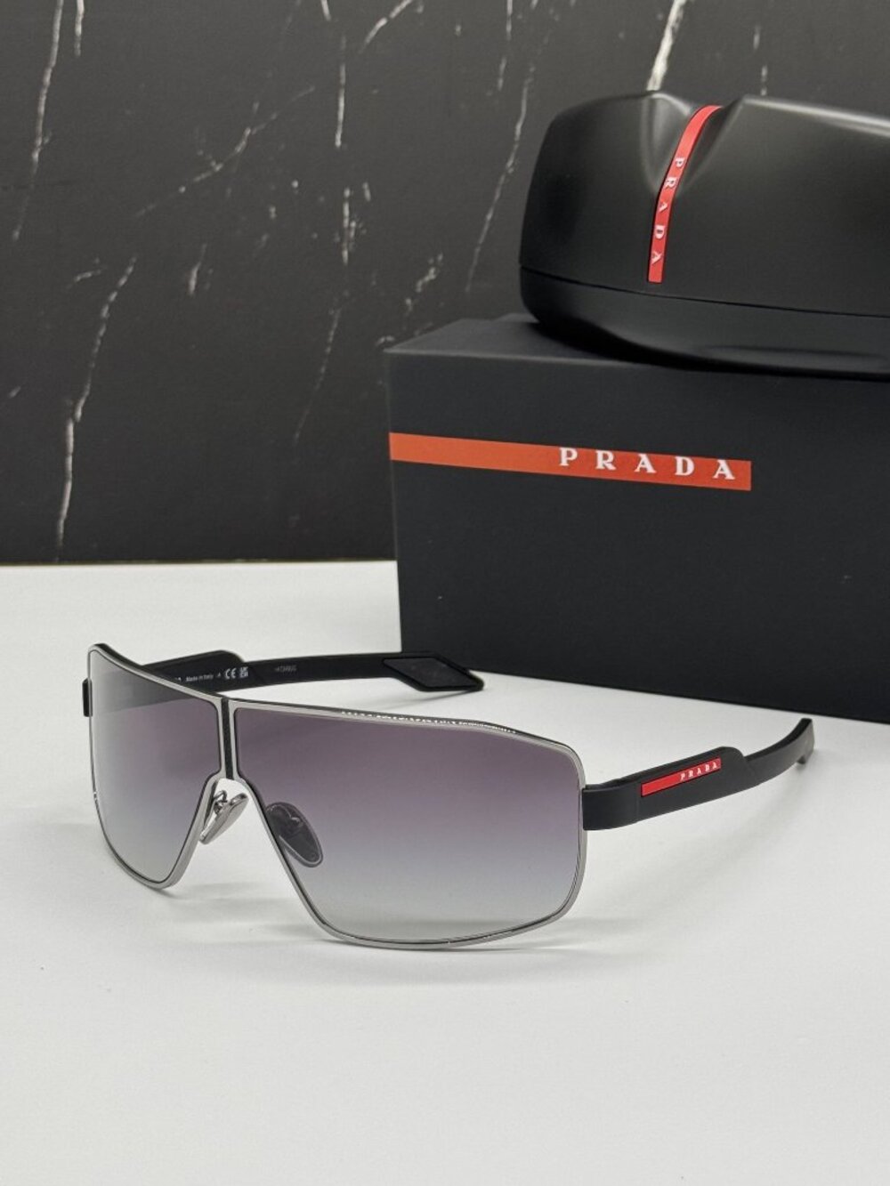 Prada Linea Rossa PS54YS 5AV09U Men Black Gray Sport Sunglasses Authentic NEW